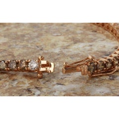 9.57 Carat Natural White and Champagne Diamond 14K Solid Rose Gold Bracelet