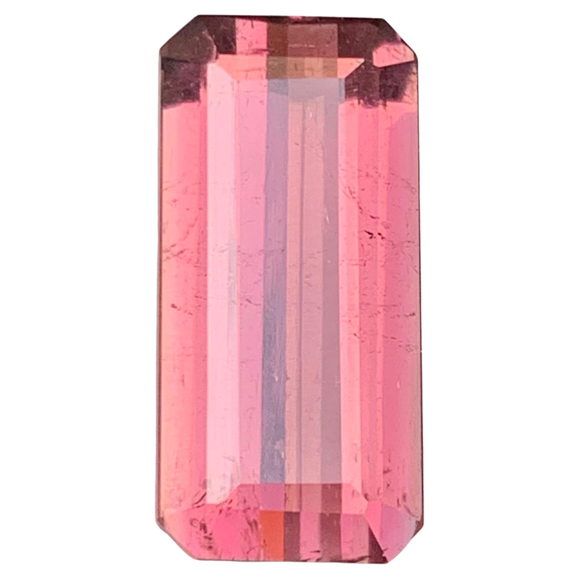 9.57 Ct Natural Pink Tourmaline, Emerald Cut Loose Gemstone for Ring or Pendant
