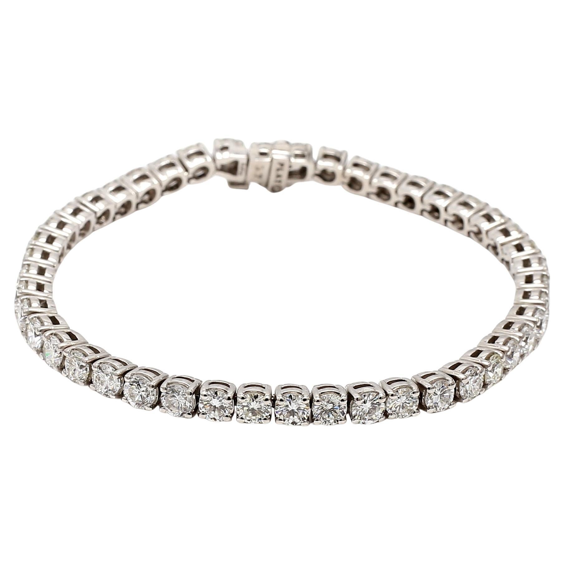 9.57ct G VS1 Round Brilliant Diamond Platinum Tennis Bracelet – 7 Inch For Sale