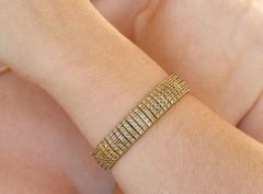 9.57tcw 44.8g Unisex Heavy Yellow Gold Diamond Bracelet Diamond Cluster 10K