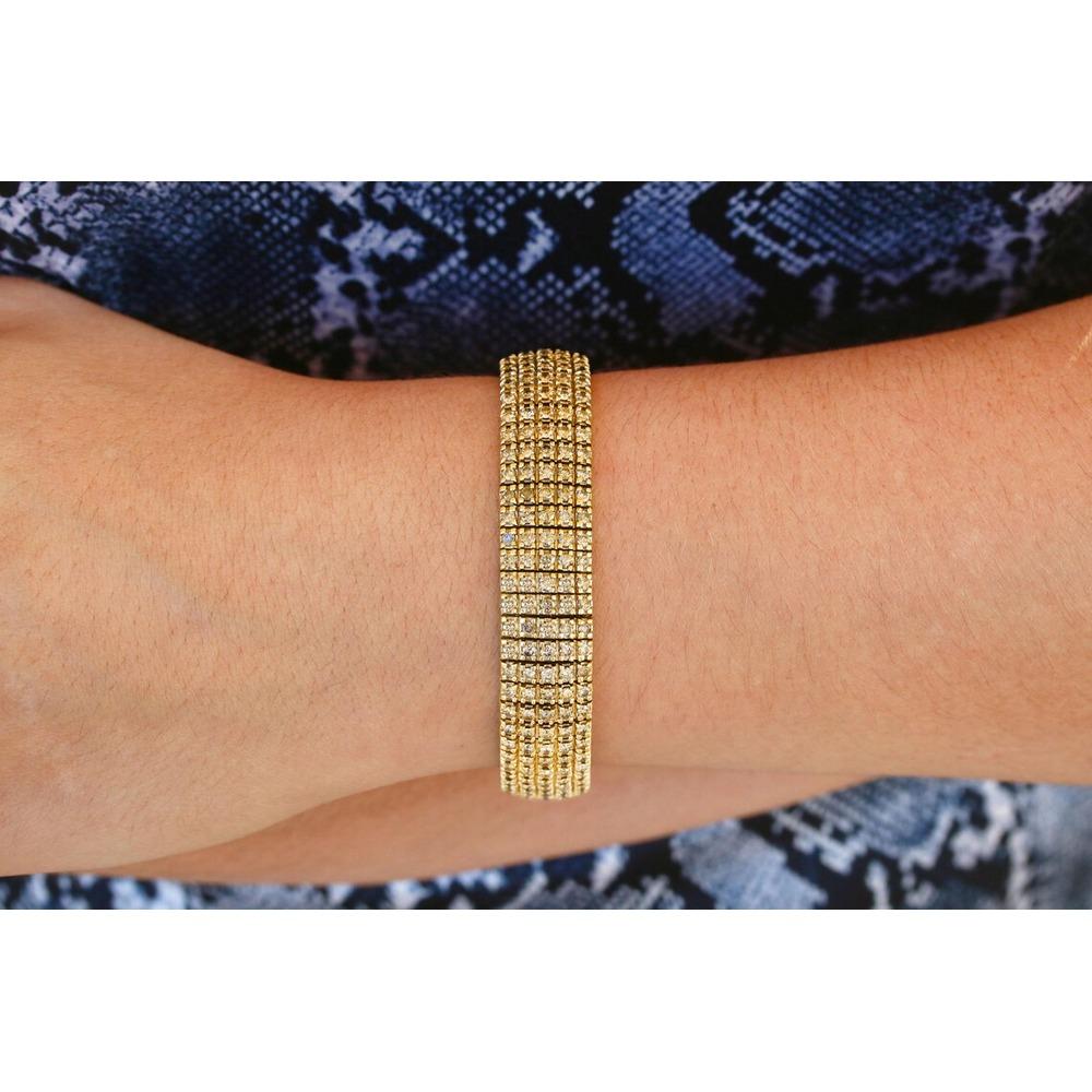 9.57tcw 44.8g Bracelet unisexe en or jaune lourd Diamond Cluster 10K Unisexe en vente