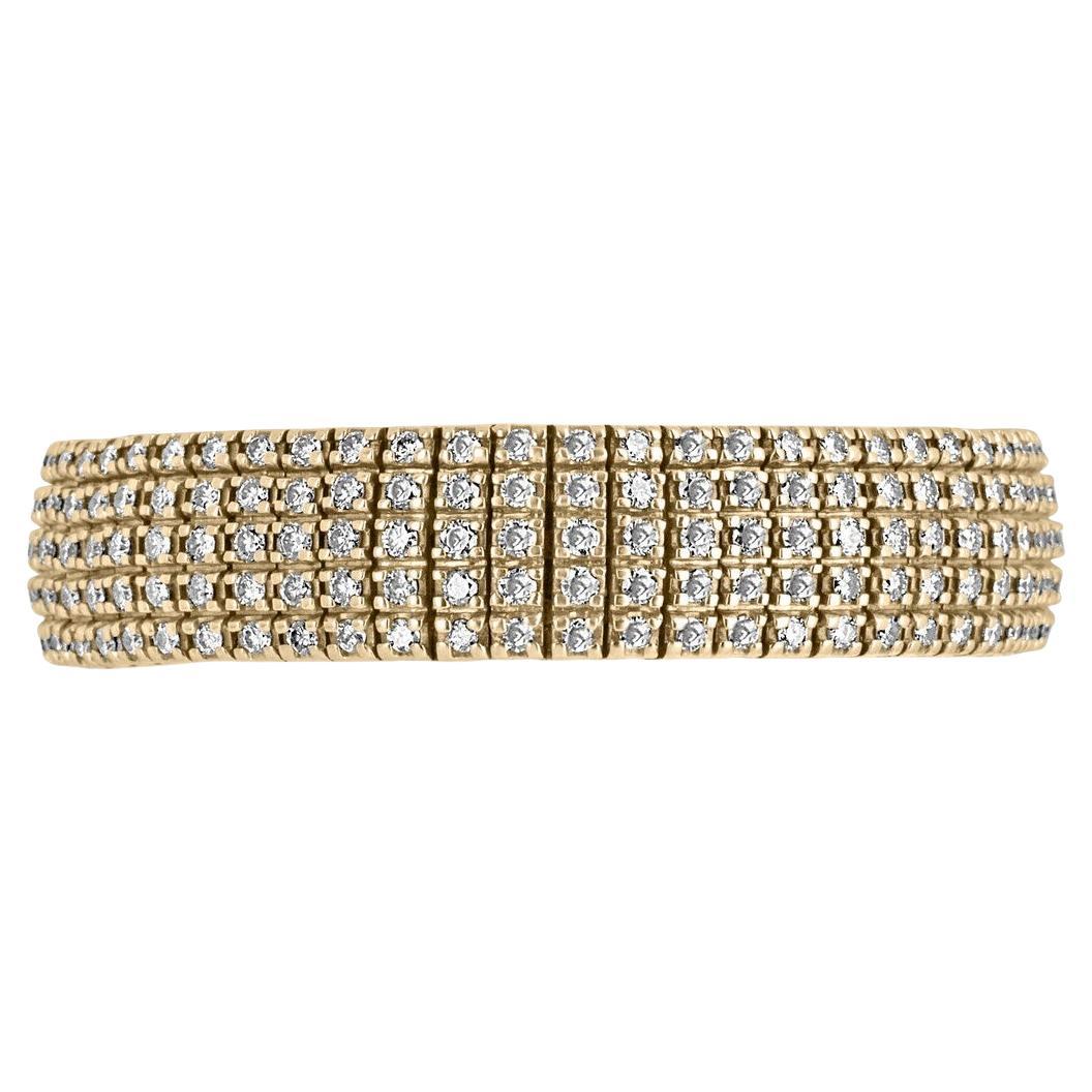 9.57tcw 44.8g Bracelet unisexe en or jaune lourd Diamond Cluster 10K en vente