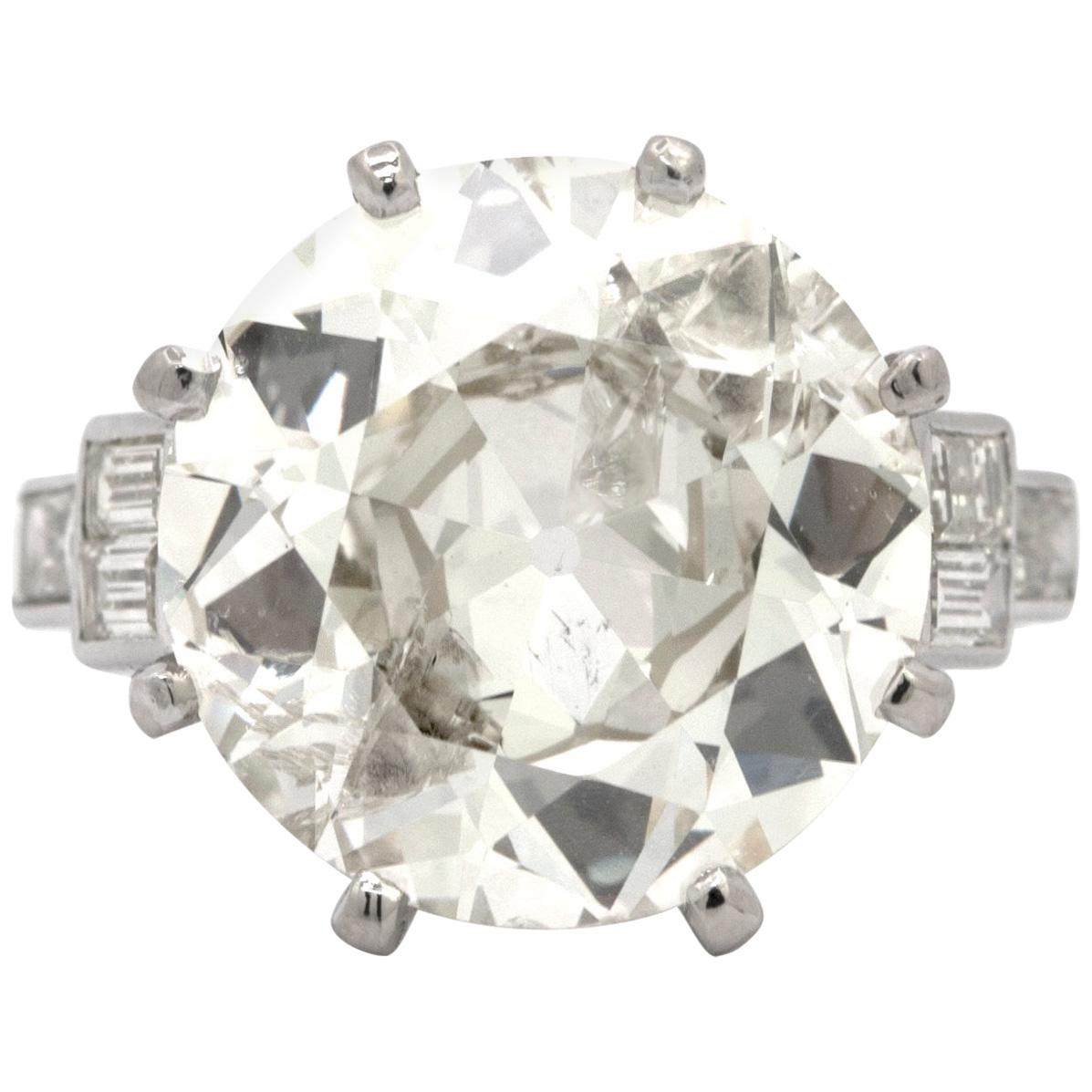 9.58 Carat Old European Cut Diamond in a Custom Made Platinum Ring For Sale