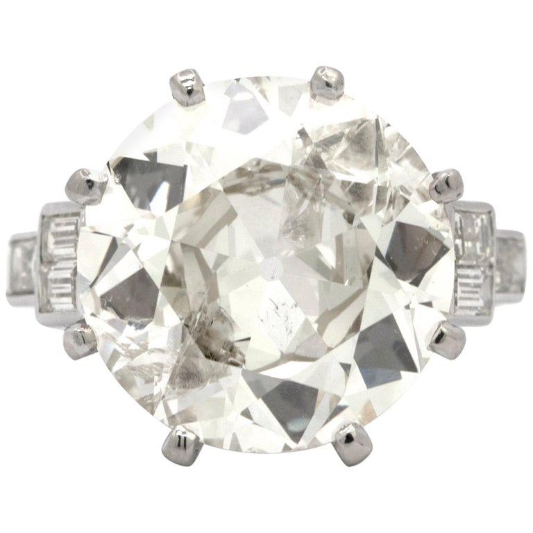 9.58 Carat Old European Cut Diamond in a Custom Made Platinum Ring For ...