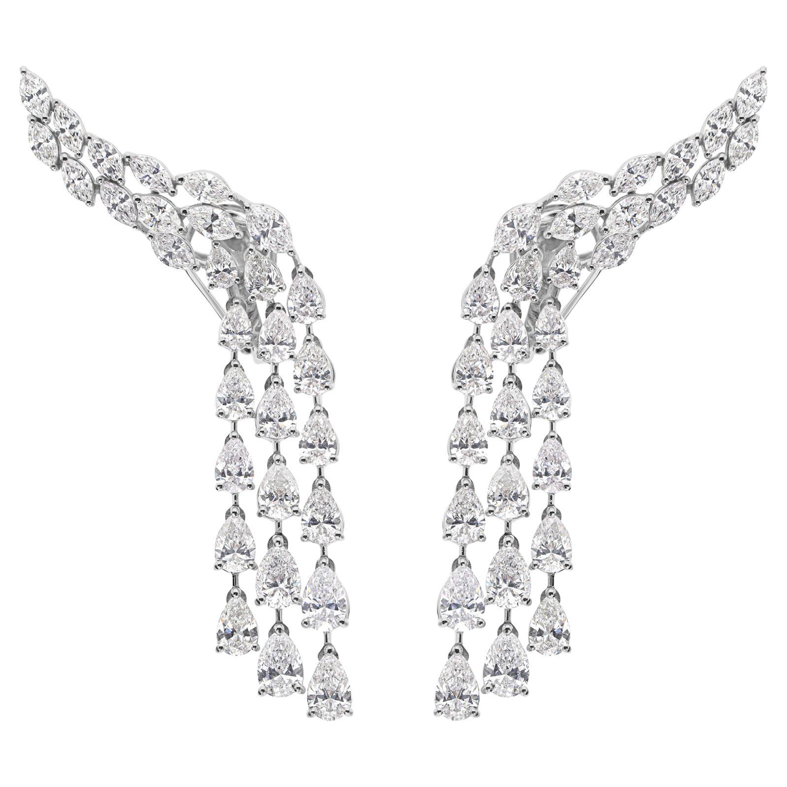 9.58 CTW Certified Diamond Drop Earrings 18 Karat White Gold Fine Jewelry Gift