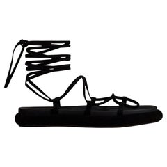 $959 Khaite Alba Gladiator lace-up Platform suede Sandals black 39 slims the leg