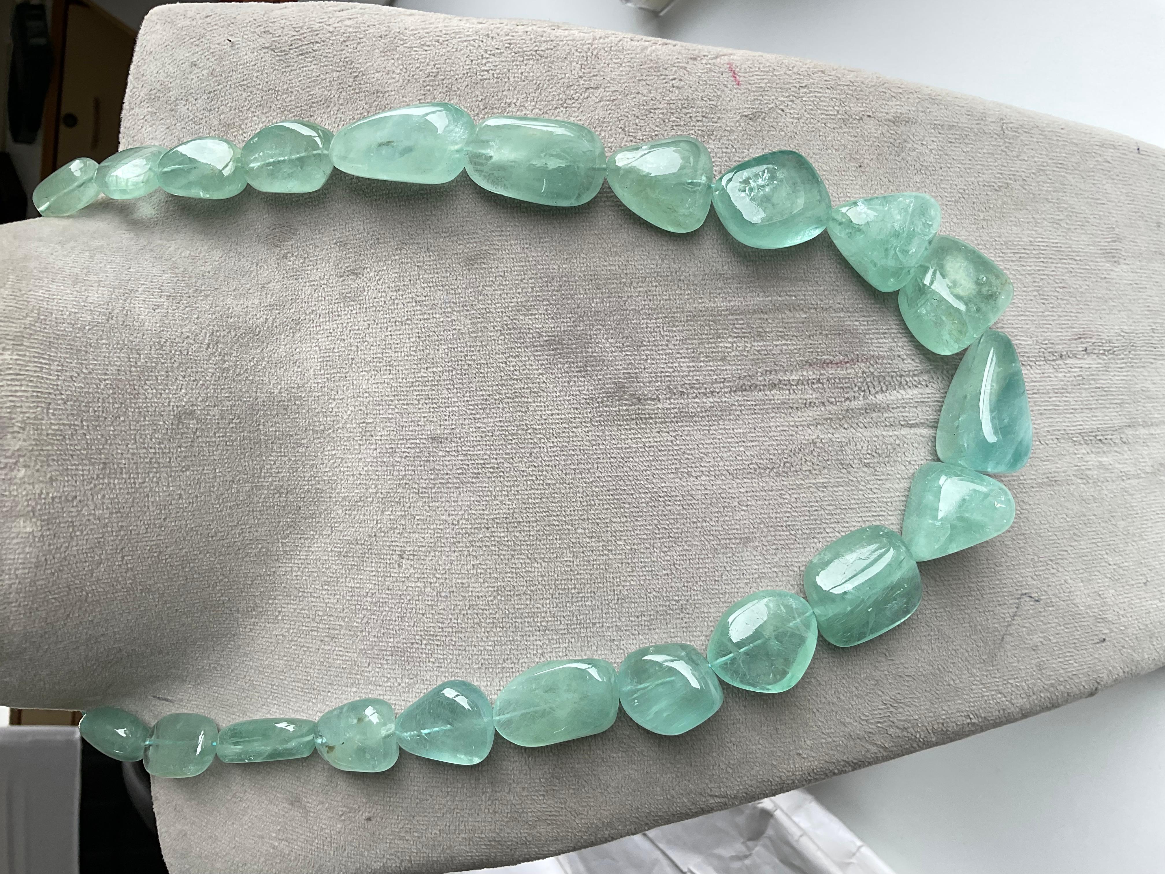 959.80 Carats Aquamarine Necklace Tumbled Plain Top Quality Natural Gemstone In New Condition For Sale In Jaipur, RJ