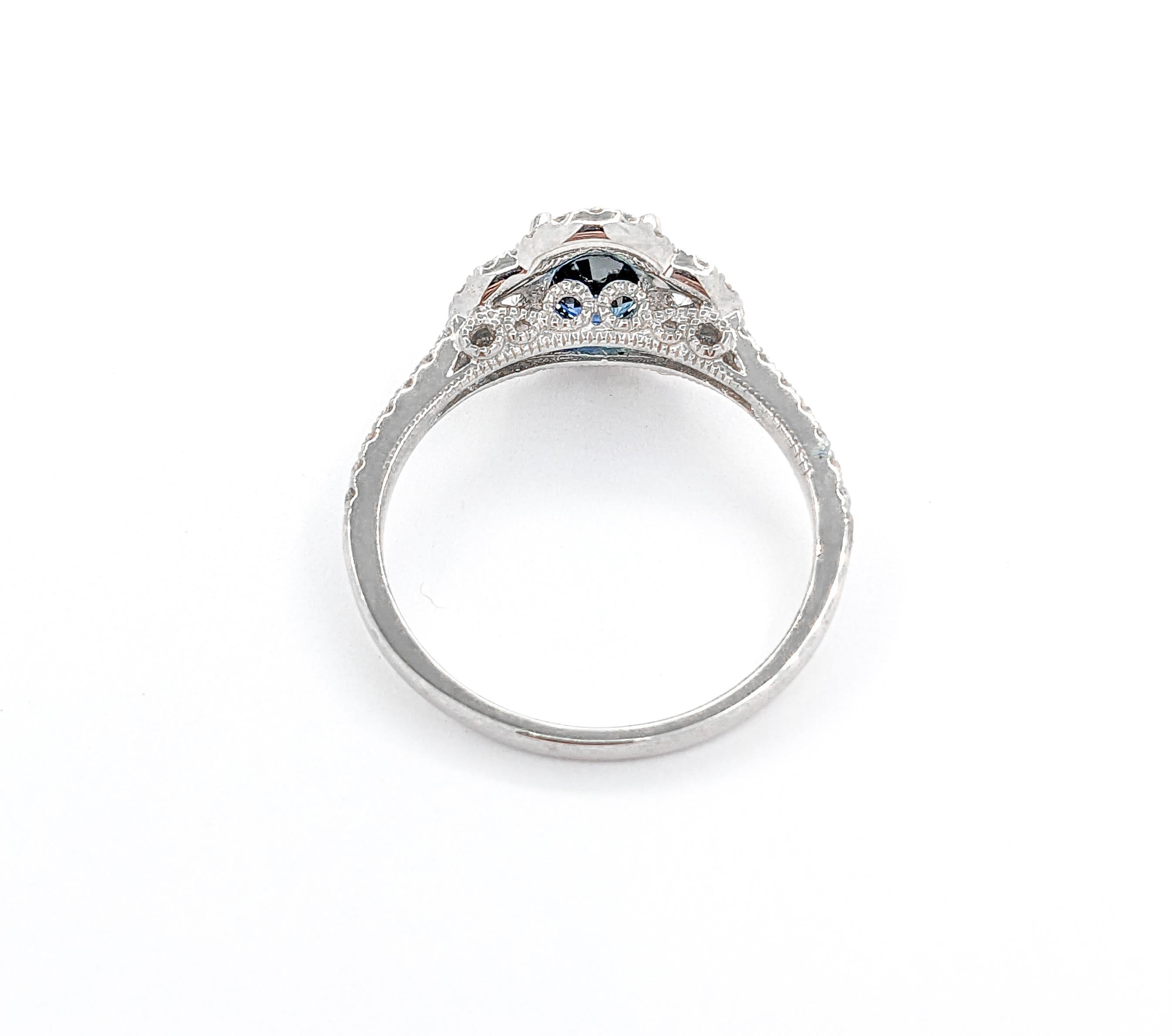 Bague en or blanc avec saphir bleu et diamant de 0,95ct en vente 1