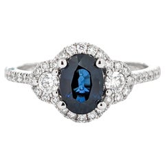 .95ct Blue Sapphire & Diamond Ring In White Gold