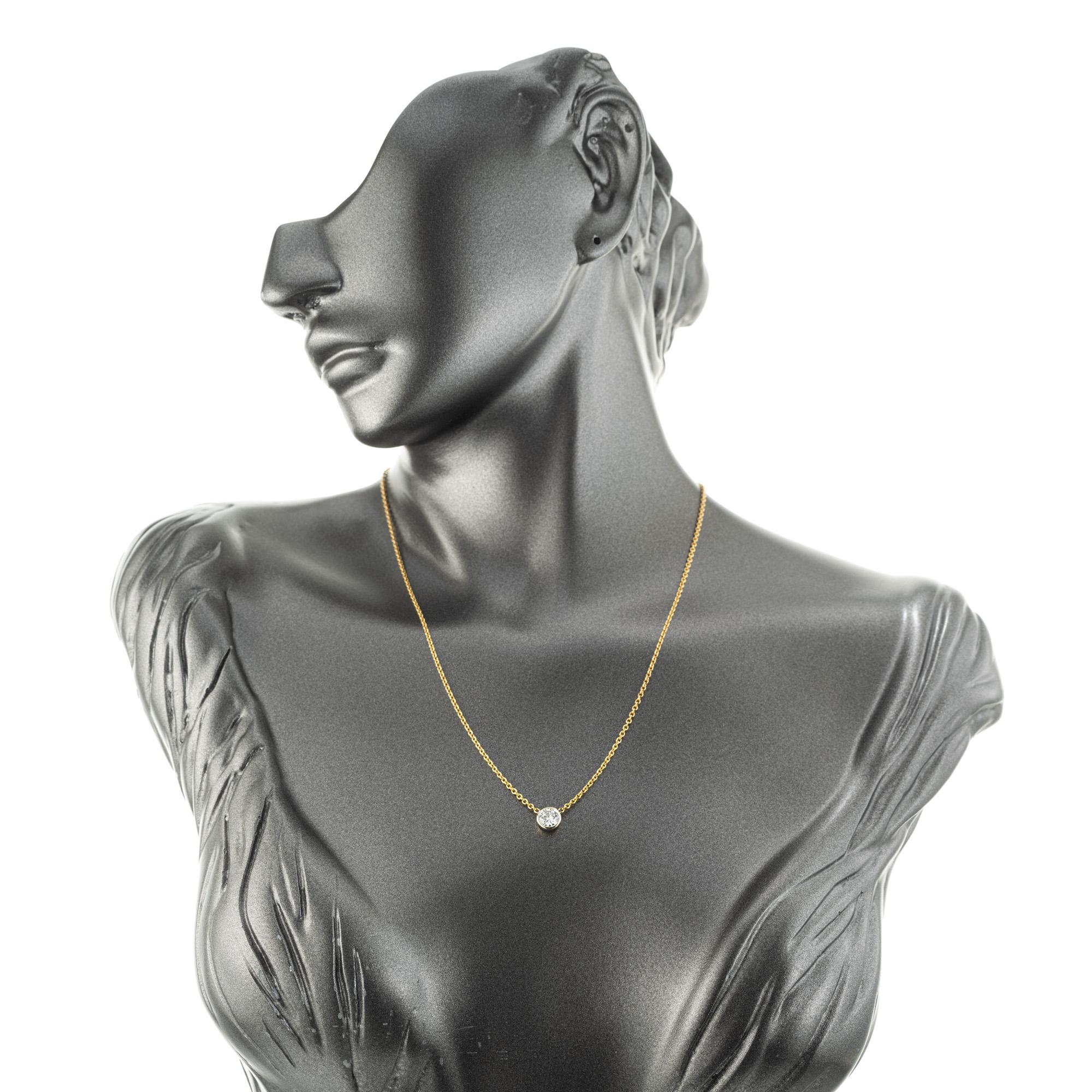 .95ct Brilliant Cut Diamond 18k Yellow White Gold Pendant Necklace For Sale 2