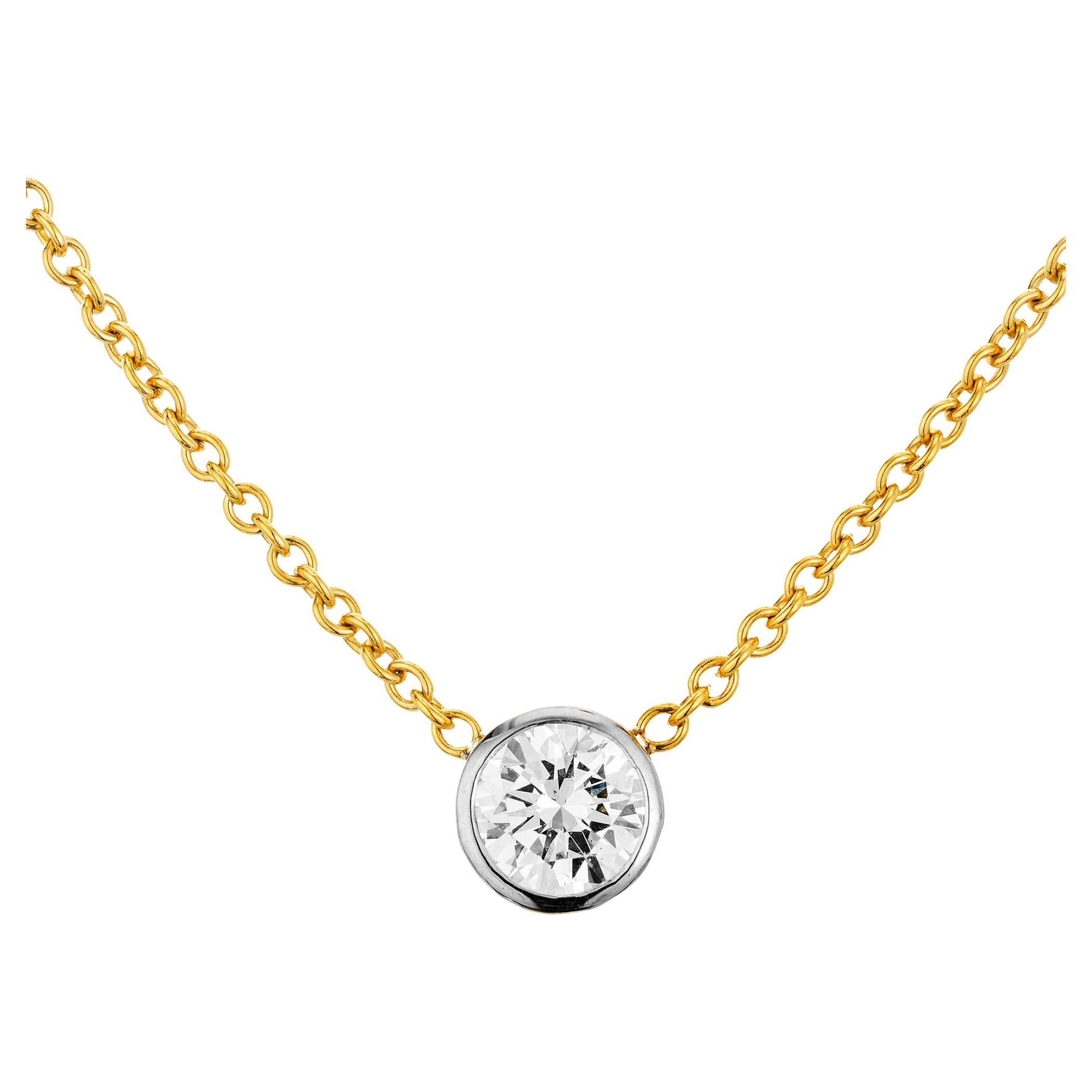 .95ct Brilliant Cut Diamond 18k Yellow White Gold Pendant Necklace