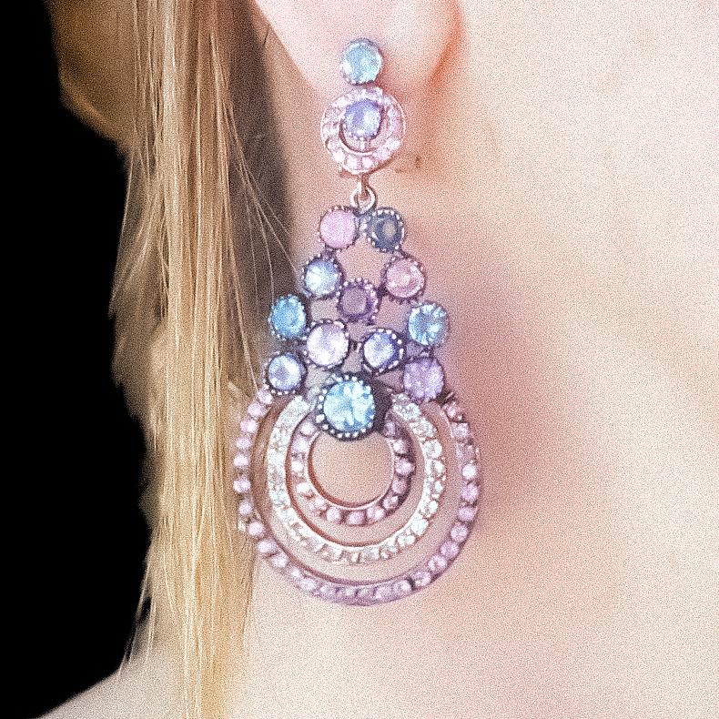 9.50cts Gemstones Pink Blue Purple Drop Earrings 925 Black Rhodium Rose Vermeil  5