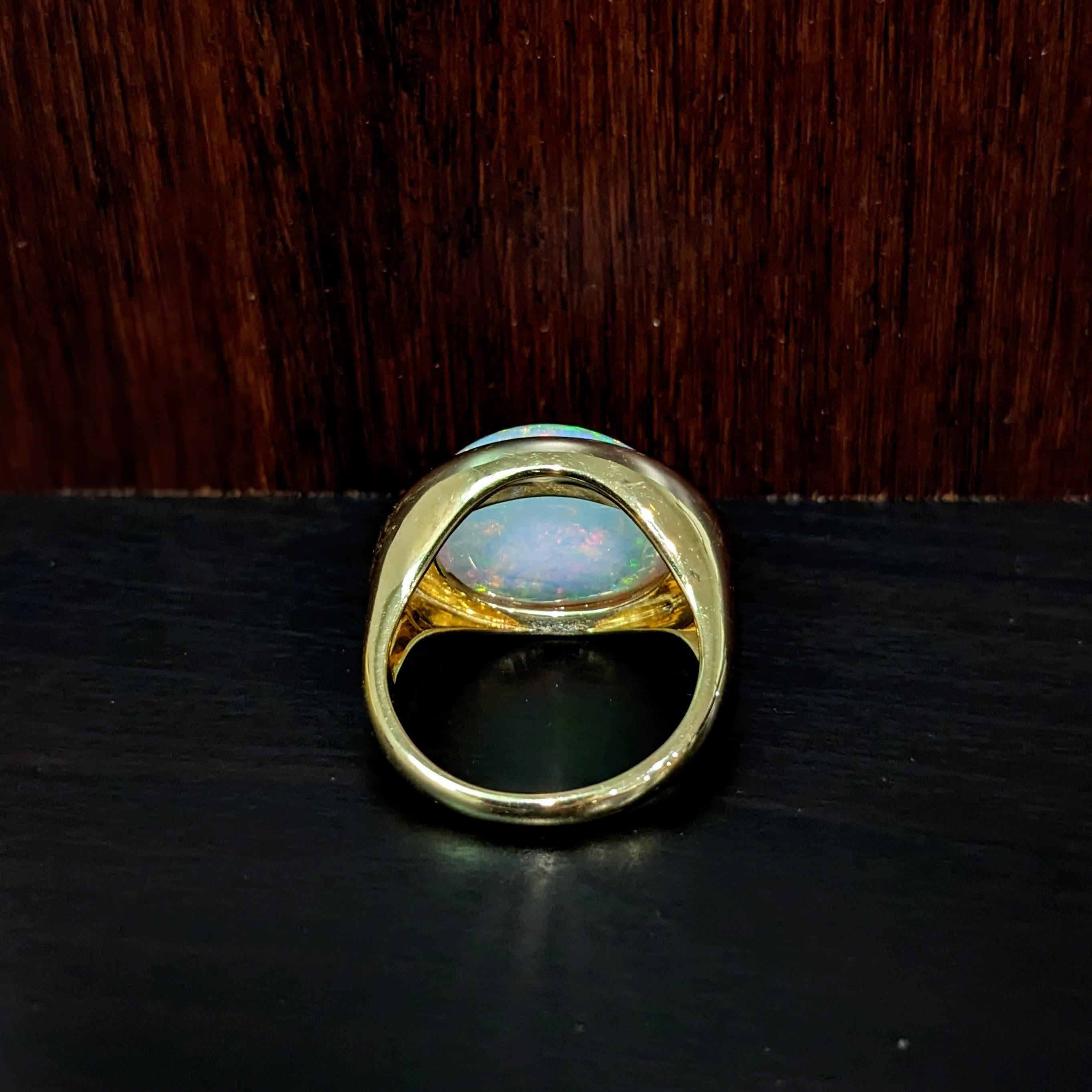 De las mujeres Anillo Solitario de Ópalo Oriente-Occidente de 9,5ct en Oro Amarillo Macizo de 14K Oval 17,5x15mm