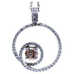 .95ct Natürliche runde Diamanten Kreis Anhänger Halskette 14kt