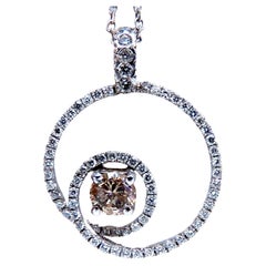 .95ct Natural Round Diamonds Circle Pendant Necklace 14kt