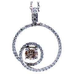 .95ct Natural Round Diamonds Circle Pendant Necklace 14kt*