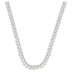 9.5Ct Oval Diamond Tennis Chain Necklace 14 Karat White Gold Handmade Jewelry