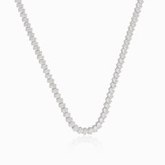 9.5Ct Oval Diamond Tennis Chain Necklace 18 Karat White Gold Handmade Jewelry