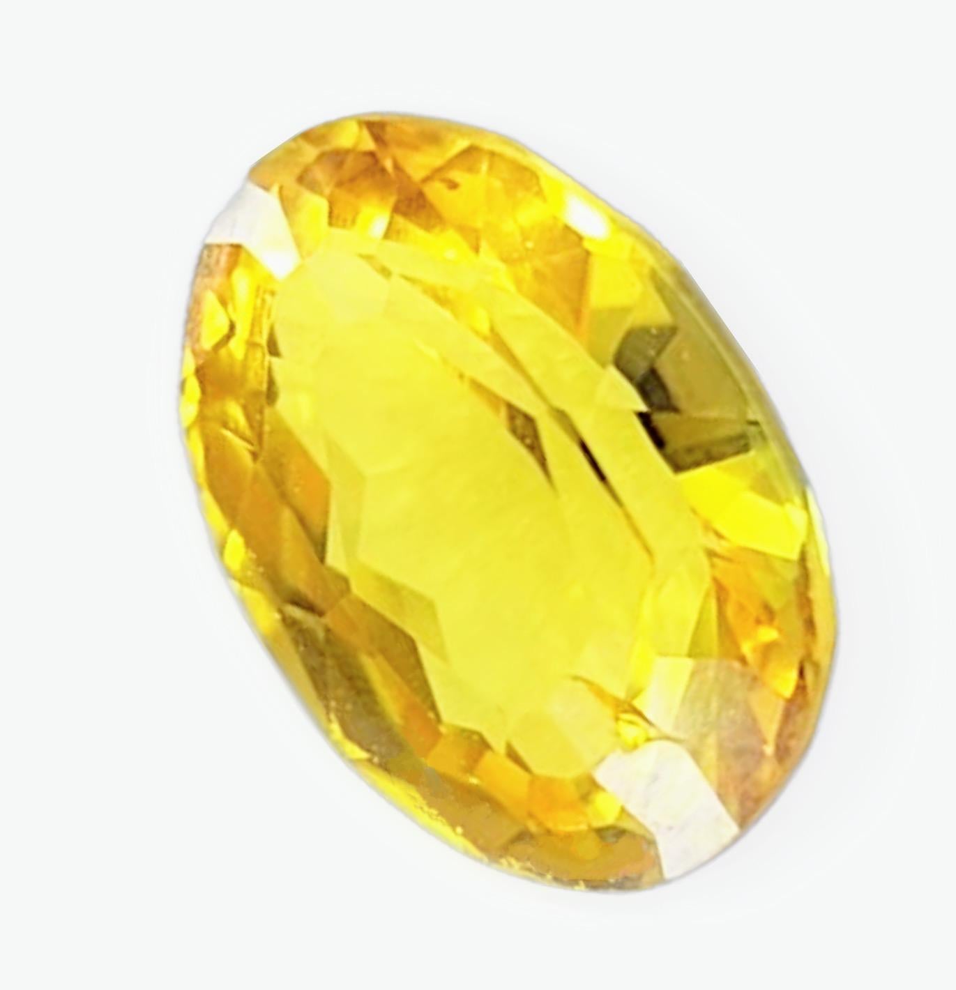 NO RESERVE 0.95ct Oval Natural UNHEATED Yellow SAPPHIRE Loose Gemstone EYE-CLEAN For Sale