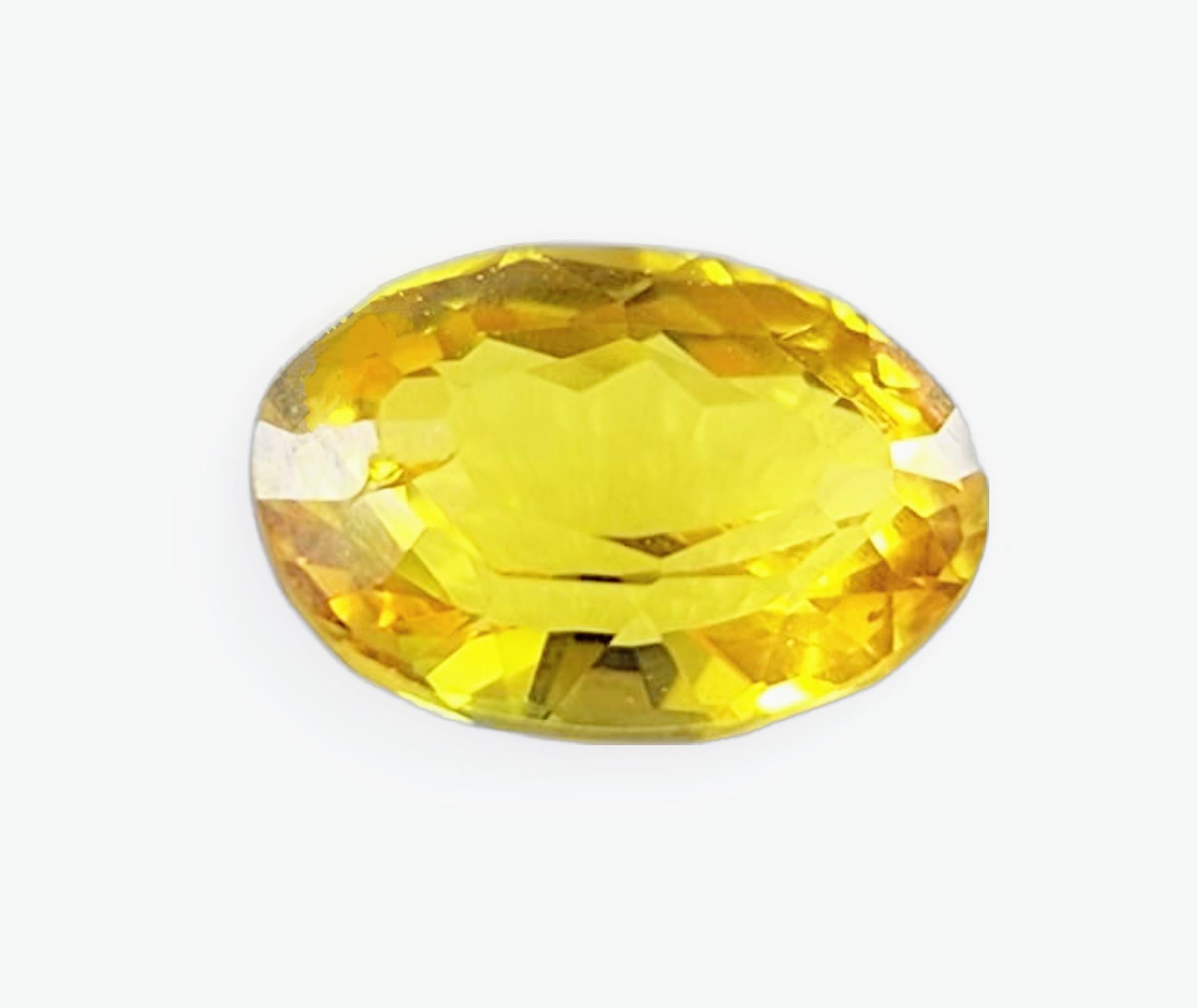 Contemporary .95ct Oval Natural UNHEATED Yellow Sapphire Loose Gemstone For Sale