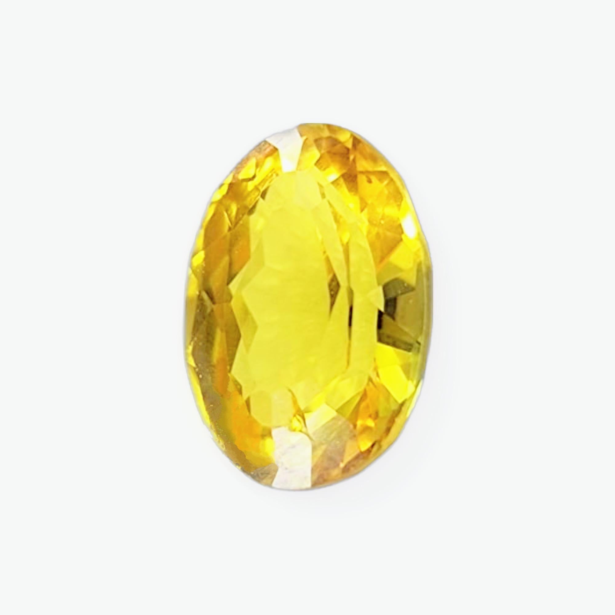 Oval Cut .95ct Oval Natural UNHEATED Yellow Sapphire Loose Gemstone For Sale