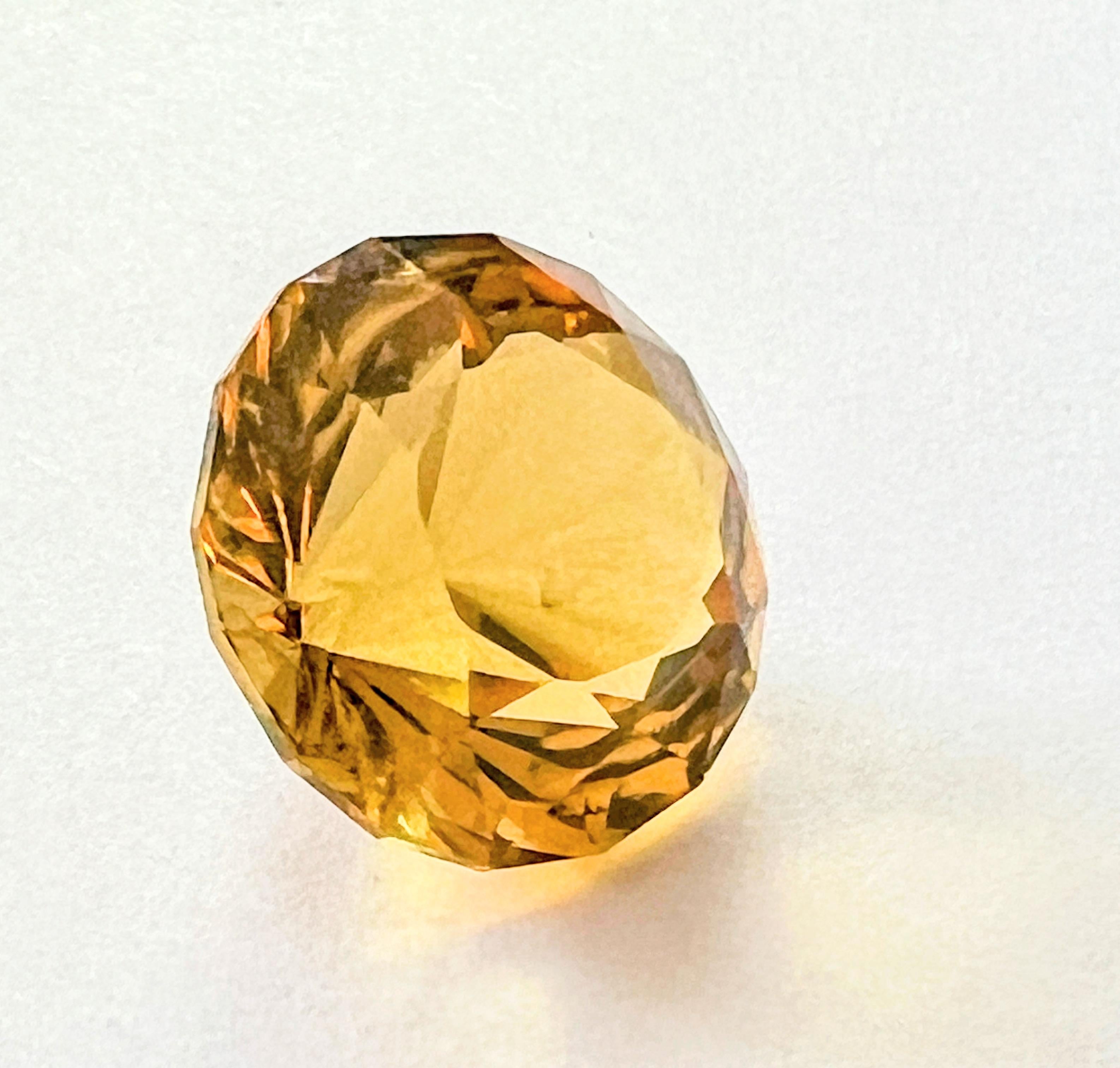 Women's or Men's 9.5ct Round Cut  Natural Unheated Yellow Citrine Loose Gemstone