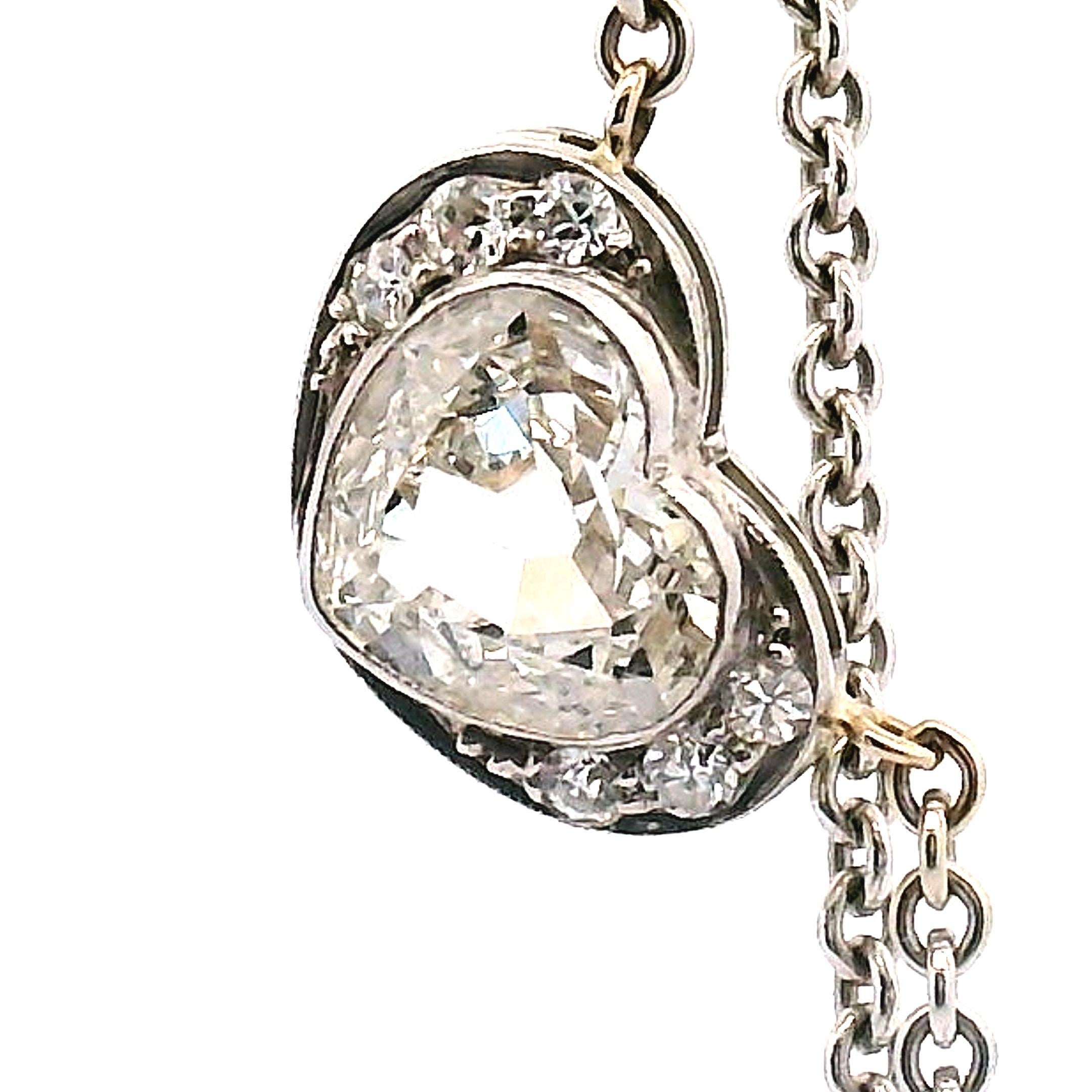 .95ct. Pendentif vintage avec cœur en diamant Bon état - En vente à Sausalito, CA