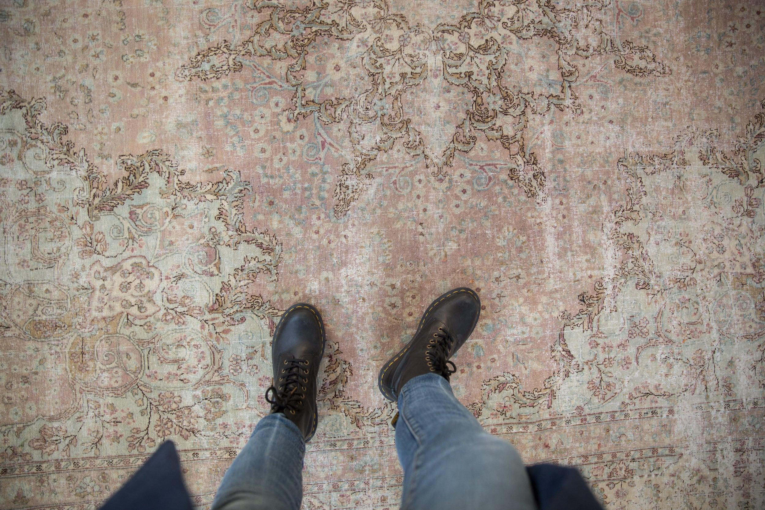Vintage Fine Distressed Cyrus Crown Kerman Square Carpet For Sale 6