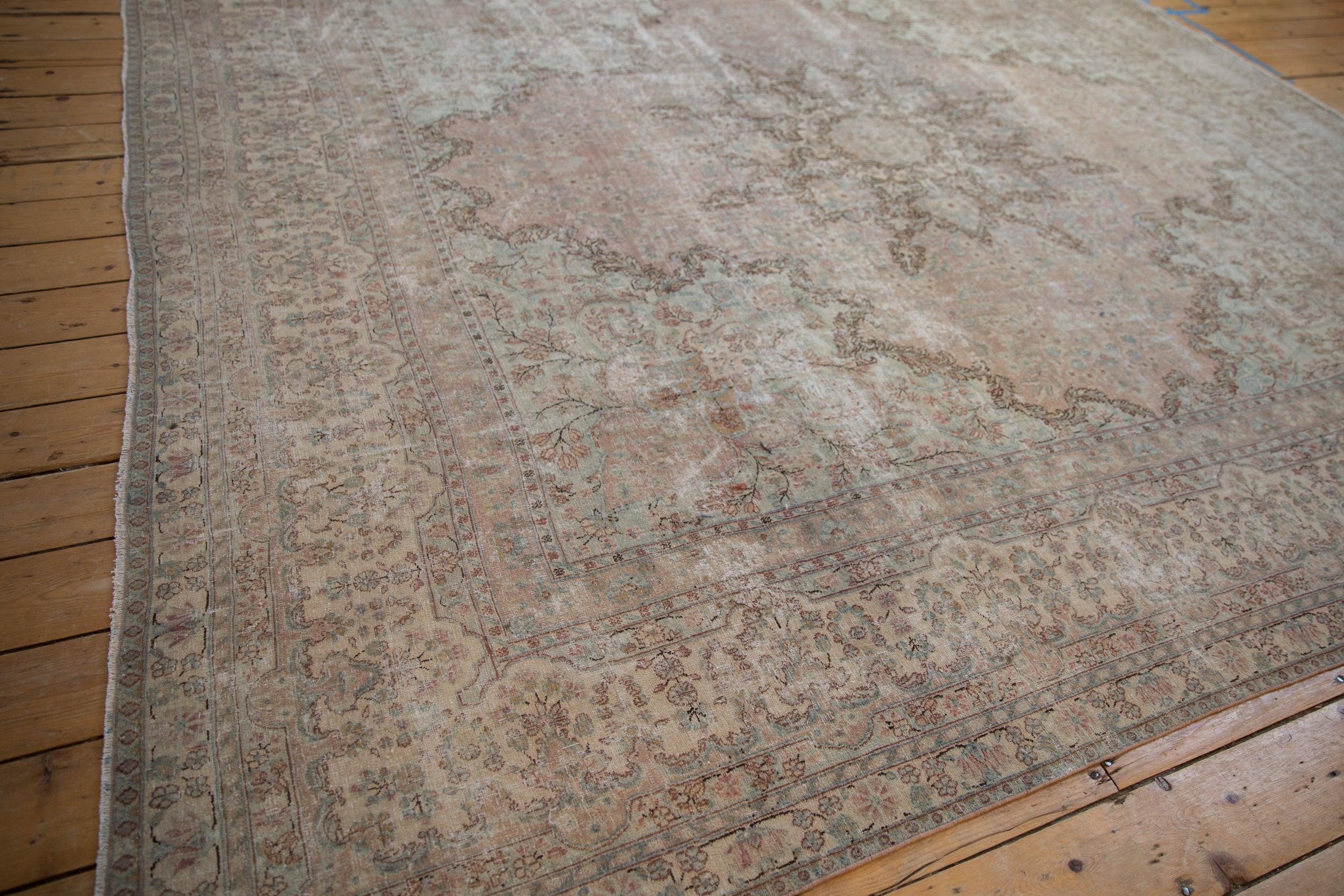 Vintage Fine Distressed Cyrus Crown Kerman Square Carpet In Good Condition For Sale In Katonah, NY