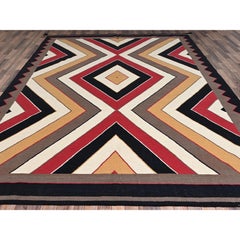 9'5"x11'9" Colorful Southwest Geometric Design Hand Woven Flay Weave Wool Rug