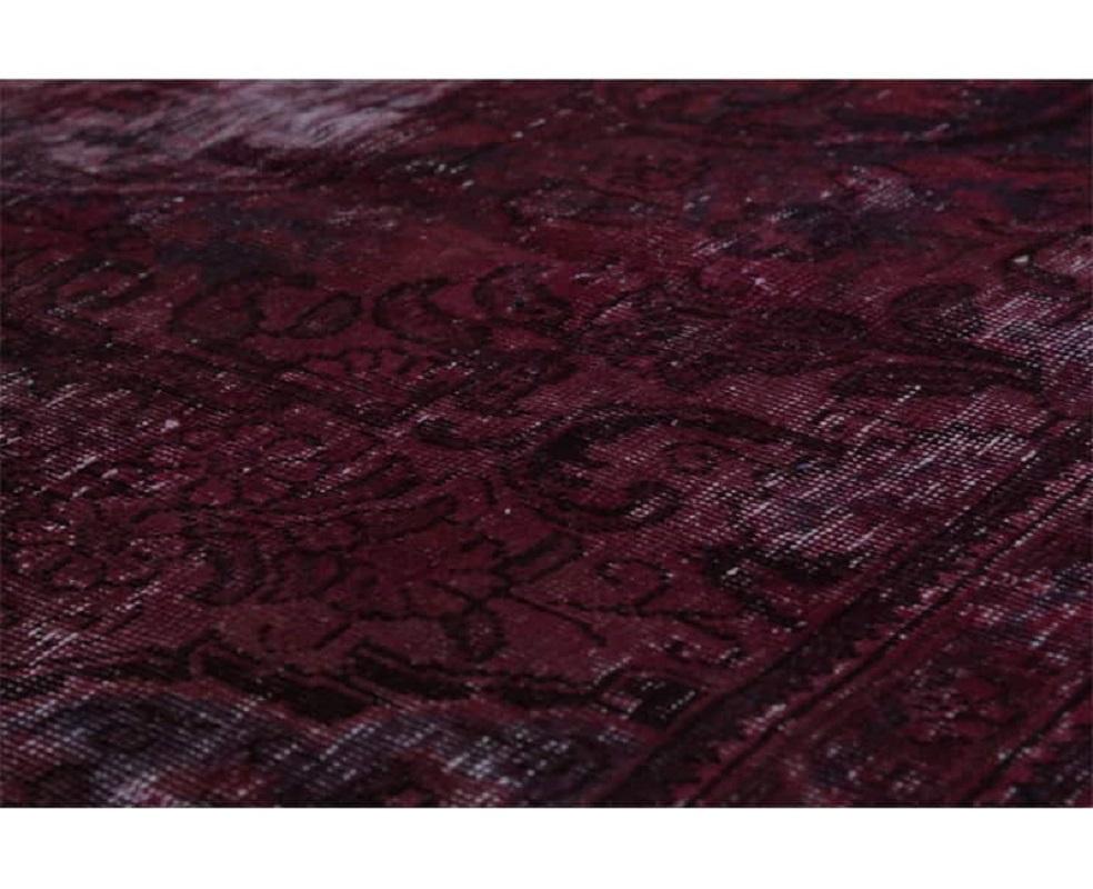 Vintage Distressed Overdyed Persian Rug For Sale 3