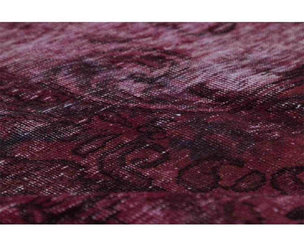 Modern Vintage Distressed Overdyed Persian Rug For Sale