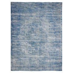 9'5" x 12'7" großer orientalischer Teppich „Mavericks Blue Vintage Zoroastrian Karman“ aus Bio-Wolle