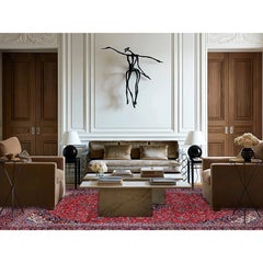 9'5 "x13' Alfombra Oriental Roja Anudada a Mano Lana Suave Vintage Persa Kashan Limpia