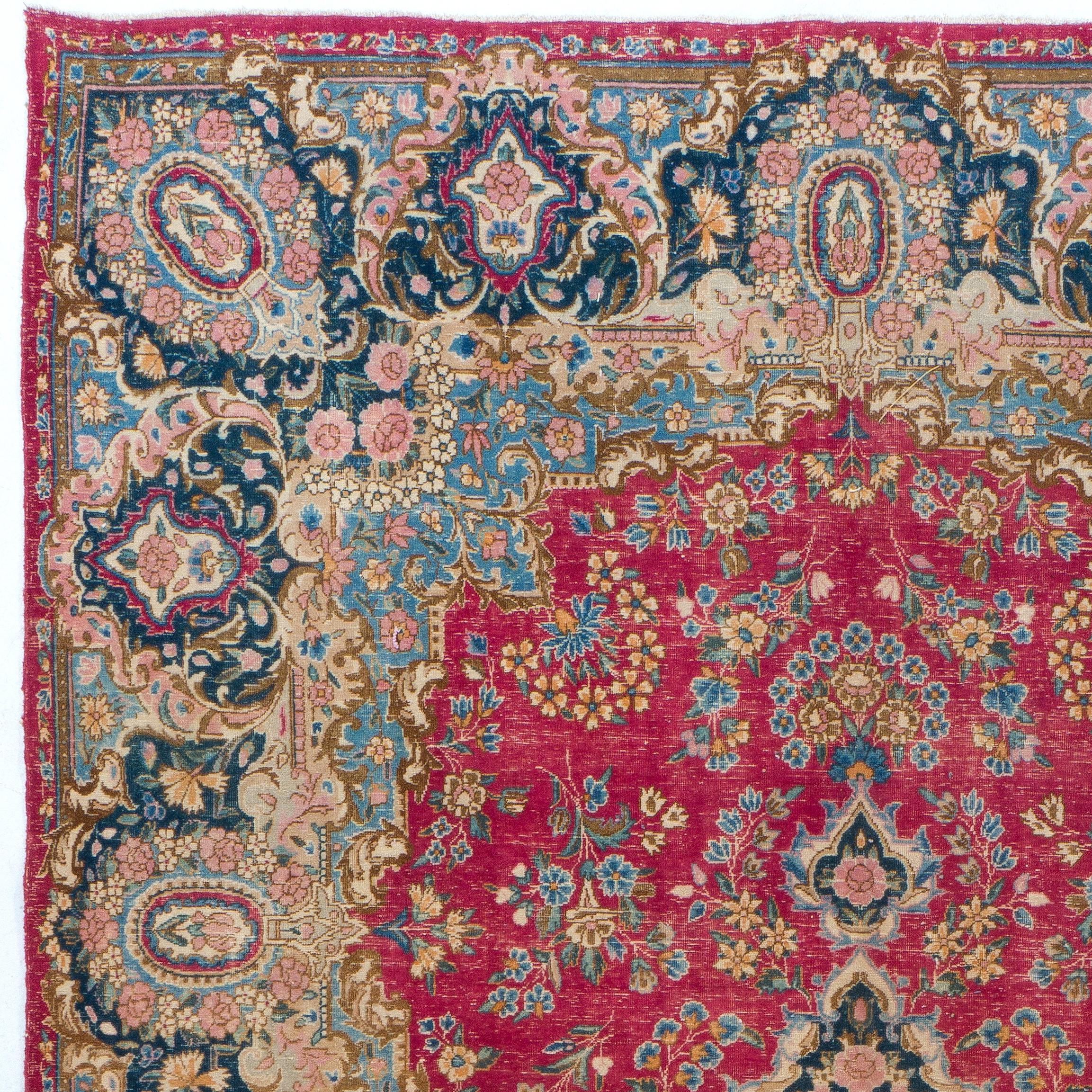 Kirman 9.5x13.4 ft Semi Antique Persian Kerman Rug, Fine Oriental Carpet, Ca 1930 For Sale