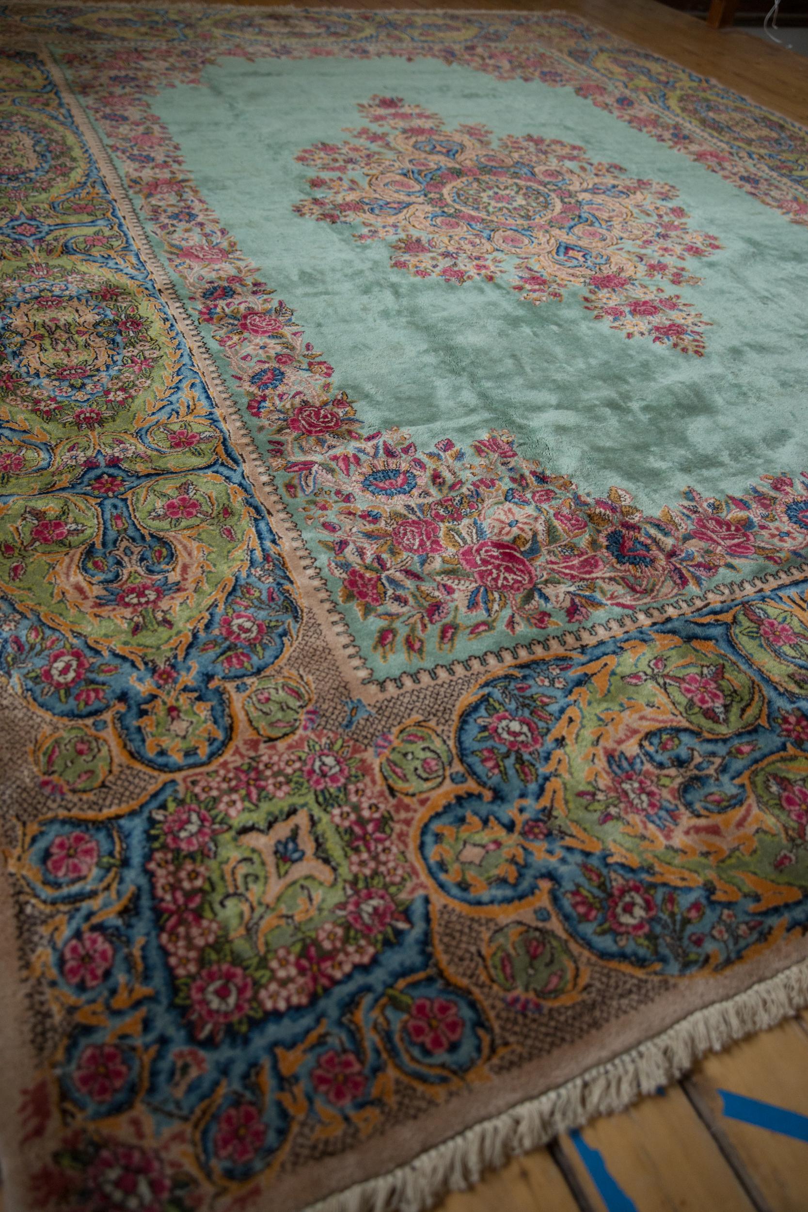 Wool Vintage Kerman Carpet For Sale