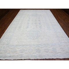 9'5"x13'7" Swiss Coffee White Peshawar Khotan Pomegranate Hand Knotted Wool Rug