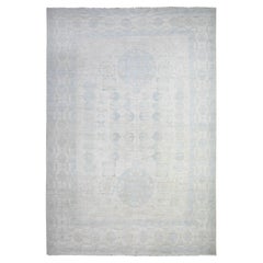9'5"x13'7" Swiss Coffee White Peshawar Khotan Pomegranate Hand Knotted Wool Rug