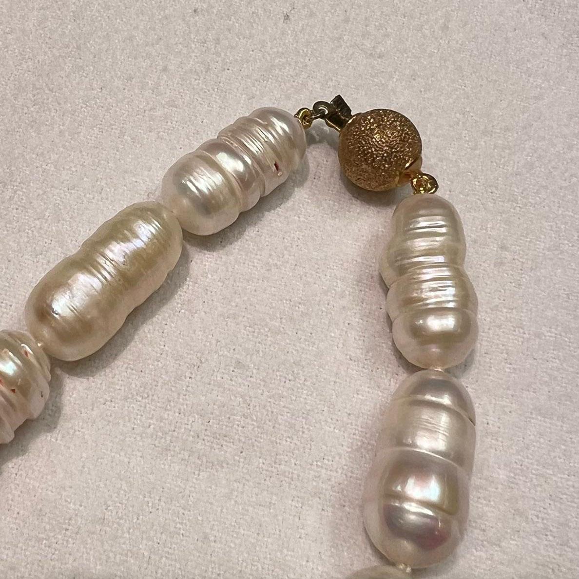 Biwa Pearl with Silver Clasp For Sale 2
