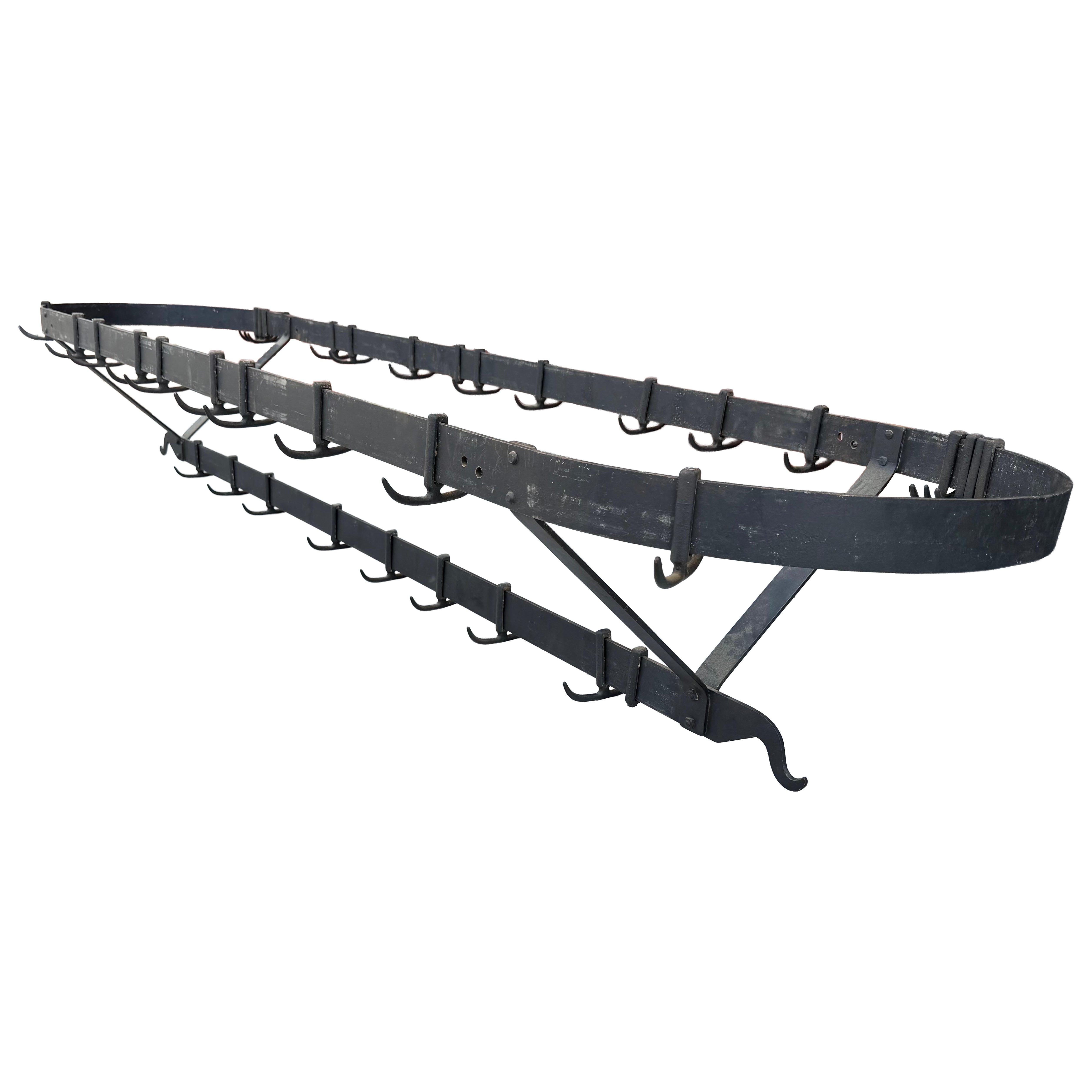 96" Blacksmith Made Iron Game Hanger, Kitchen Utensil or Pot Hanger