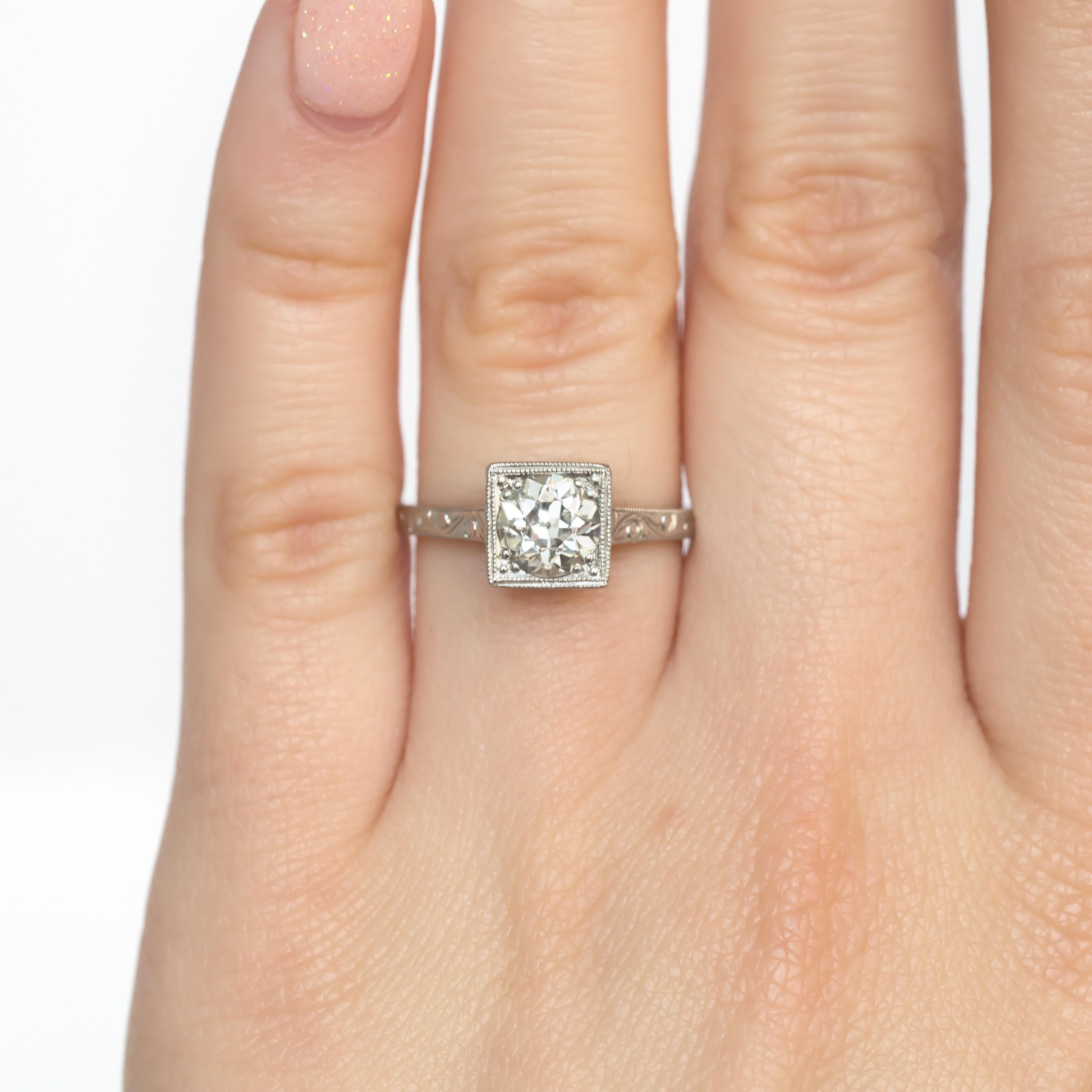 .96 Carat Diamond Platinum Engagement Ring In Good Condition For Sale In Atlanta, GA