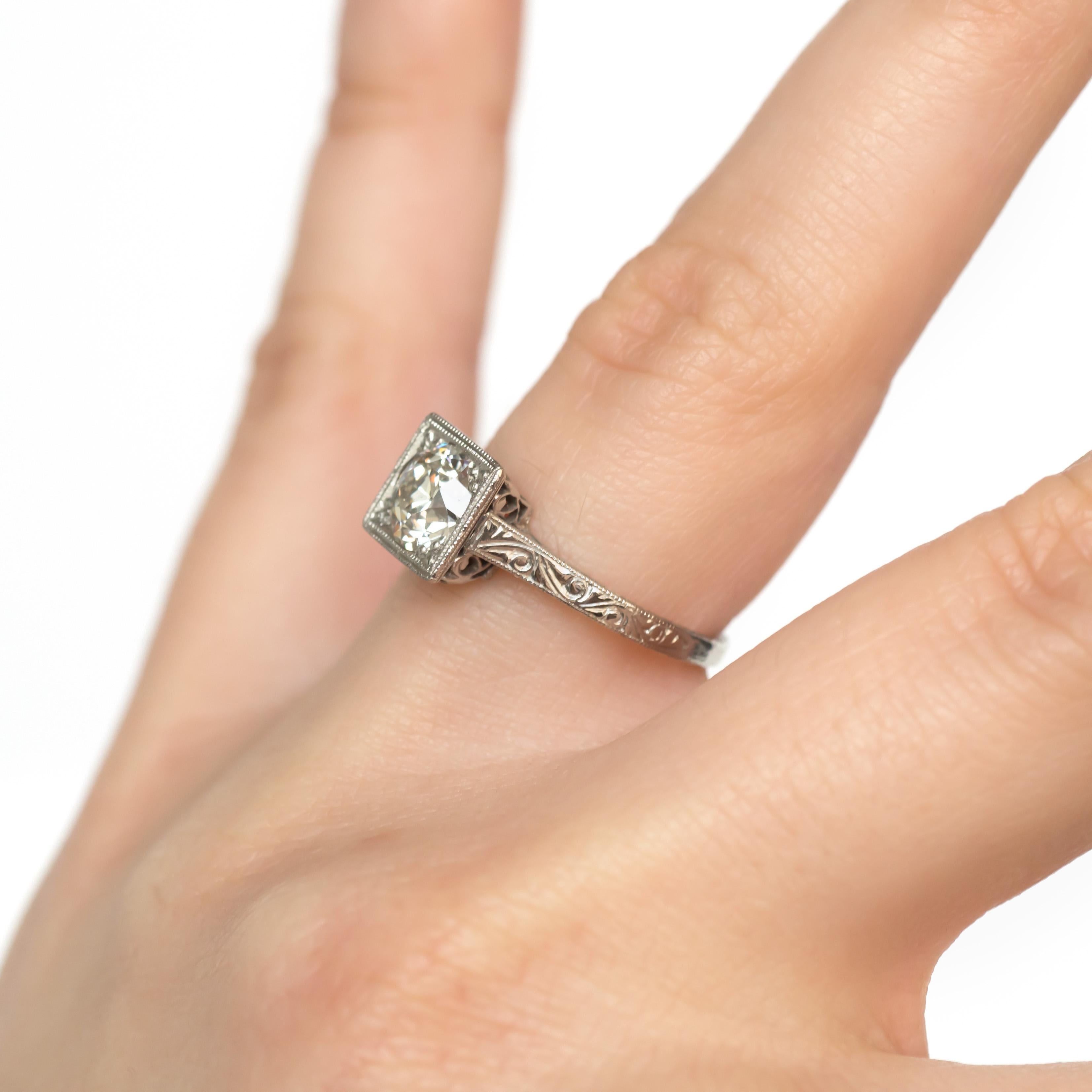 Bague de fiançailles en platine avec diamants de 0,96 carat en vente 2