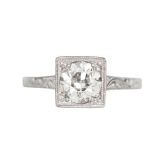 Antique .96 Carat Diamond Platinum Engagement Ring