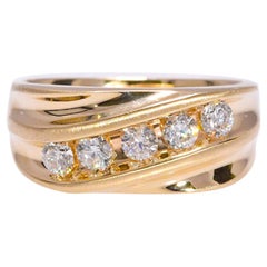 .96 Carat Natural Diamond Men’s Slant Style Ring in Yellow Gold 14 Karat