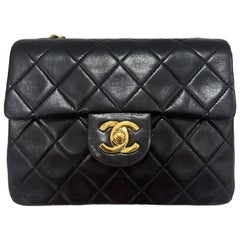 96' Chanel Timeless Mini Flap Vintage Pelle Liscia Testa di Moro