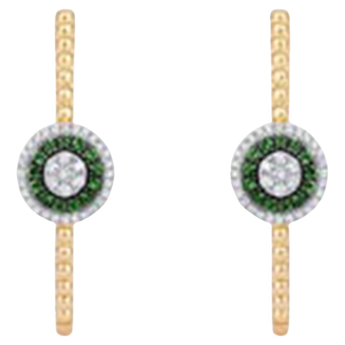 96 Diamond Sapphire 14K (or 18k upon request) Yellow Gold Hoops Earrings For Sale