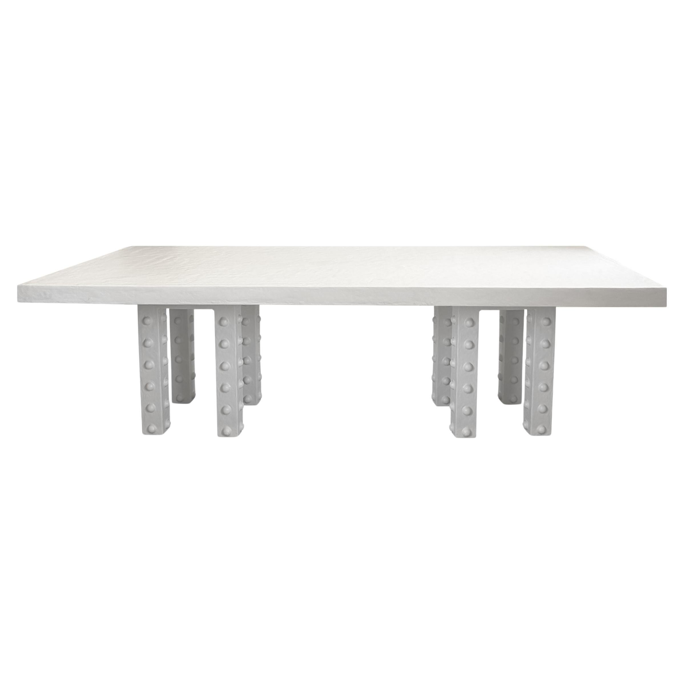 96" Glenn Dining Table in Gypsum & Fiberglass by Brent Warr Studios