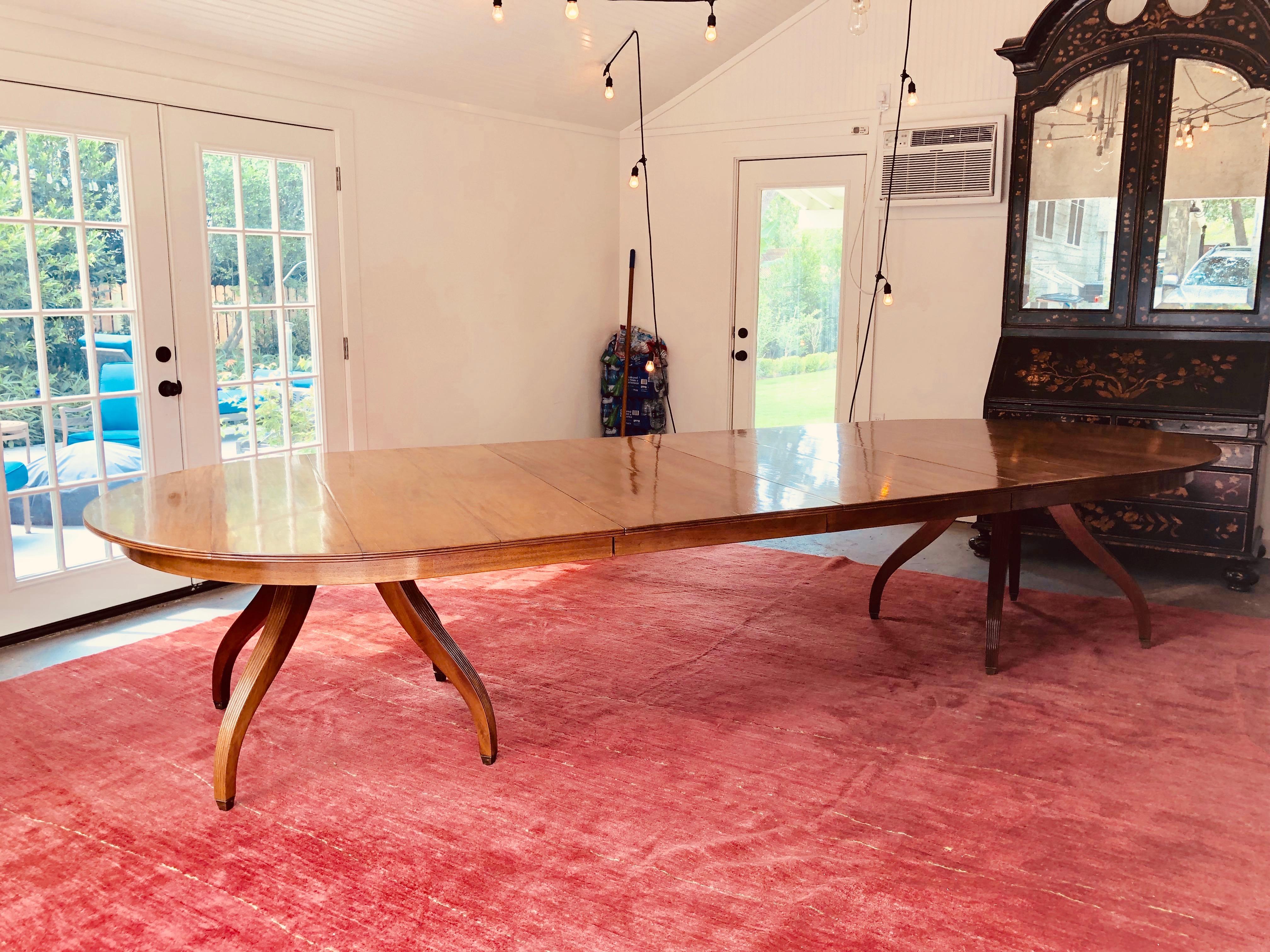 96 inch custom Rose Tarlow Melrose House Mahogany dining table with two 24 