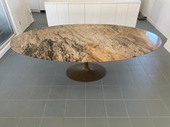 Saarinen for Knoll Oval Espresso Marble Dining Table