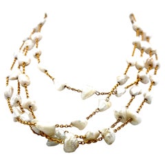 9.6 to 13.10MM Baroque Pearl 14 Karat Yellow Gold Chain Necklace
